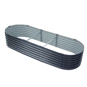 GreenFingers Garden Bed 240X80X42cm Oval Planter Box Raised Container Galvanised - Picture 1 of 7