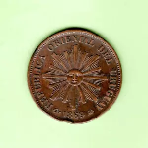 URUGUAY - GREAT HISTORICAL BRONZE 1 CENTESIMO, 1869 A, KM# 11 - Picture 1 of 3