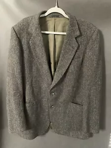 Irish Magee Donegal Tweed Jacket Herringbone Wool Blazer Size 44 Gray Speckled - Picture 1 of 13