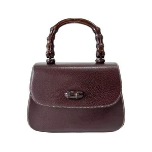GUCCI Bamboo Brown Leather Top Handle Bag - Picture 1 of 16