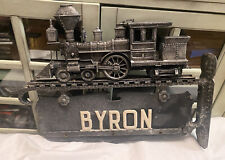 Vintage Railroad Station / Depot Sign Cast Iron Engine From Historic Byron, GA