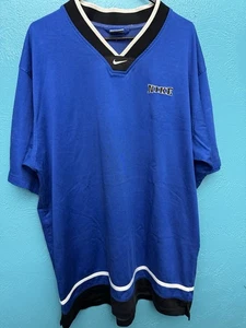 Nike Warm Up Trikot Shirt Gr. XL blau V-Ausschnitt lang Baumwollmischung Vintage - Bild 1 von 7