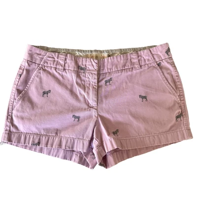 J. CREW Pantalones Cortos de Denim Chino Estampado Cebra Bordados Rosa Púrpura 8 Foto 1 de 4