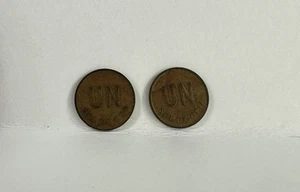 Pair of  UN SOL DE ORE PERU COIN 1975 1976  WORLD COIN - Picture 1 of 2