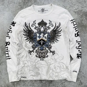 Rebel Spirit shirt mens Large thermal y2k dragon grunge affliction style goth - Picture 1 of 7
