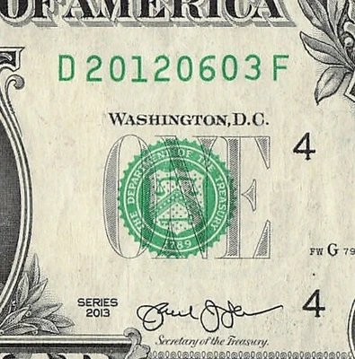 JUNE 03 2012 Birthday Fancy Serial Number Date Note One Dollar Bill 06 03 2012 - Image 1 of 4