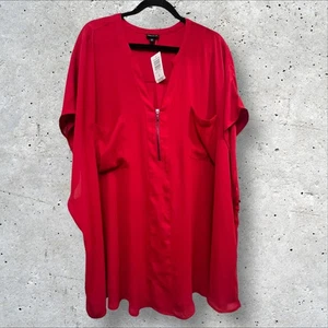 Top donna Torrid 2X maglione rosso manica lunga orlo a fascia cuciture floreali - Foto 1 di 10