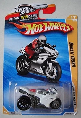 Hot Wheels 2010 Nuevos Modelos Blanco/Plateado Ducati 1098R 17/44 Llaves a Tarjeta de Velocidad Foto 1 de 4