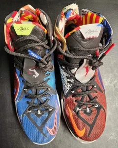 NIKE LeBron 12 What the..... High Top Shoes Mens Size 11 802193-909 FLAWED - Picture 1 of 11