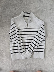M&S Mens Marl Grey Sweatshirt With Half-Zip Cotton Great Condition - Picture 1 of 3