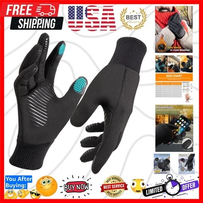Guantes de invierno negros de moda para correr y caminar con función de pantalla táctil Foto 1 de 4