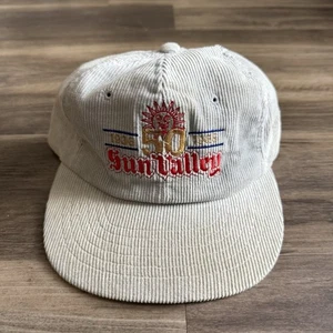 Vintage Yupoong 50th Anniversary Hat Gray Corduroy Sun Valley Snapback 1986 Ski  - Picture 1 of 12