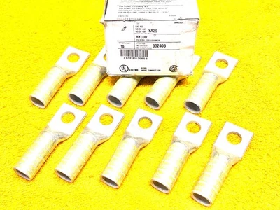 (10)  BURNDY YA29  250 KCMIL (1) HOLE LONG BARREL COPPER YELLOW COMPRESSION LUG - Image 1 of 4