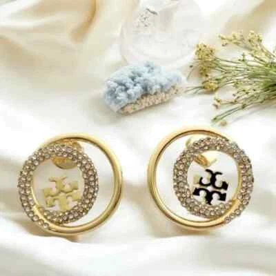 Tory Burch Miller Ring Stud Earrings in gold. - Image 1 of 3