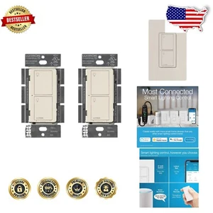 Simplify Lighting with Caseta Smart Switch 6A & Remote – 2-Pack, Light Almond - Picture 1 of 12