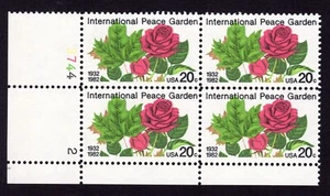 Scott #2014 Peace Garden Roses Plate Block of 4 Stamps - MNH P#3744-2 LL - Picture 1 of 1
