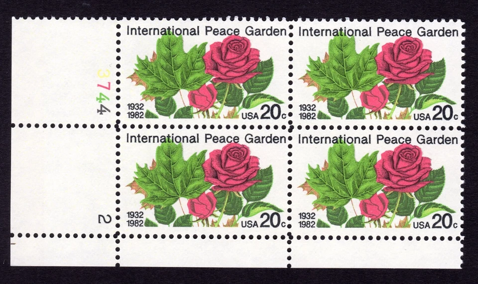 Scott #2014 Peace Garden Roses Plate Block of 4 Stamps - MNH P#3744-2 LL - Image 1 of 1