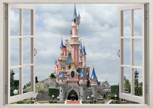 Disneyland Princess Castle 3D Effect Window Wall View Sticker Poster Mural 8/ 8 - Picture 1 of 1