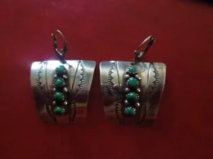 J5250 Vintage STERLING 925 SILBER türkis OHRRINGE NAVAJO? NATIVESEE BESCHREIBUNG - Bild 1 von 6