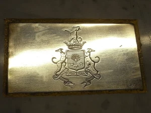 🇫🇷 OLD RARE PAPER PRESS SILVER PLATE ON MARBLE MEDAL COAT OF ARMS COAT OF ARMS - Picture 1 of 7
