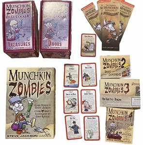 Munchkin Zombies Bundle 1,2,3,4 Steve Jackson Cards, Bookmarks, and Meat Locker - Picture 1 of 9