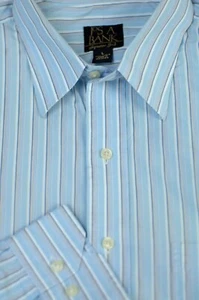 Jos A Bank Men's Signature Gold Blue White Stripe Cotton Casual Shirt L Large - Picture 1 of 4