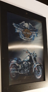 Harley-Davidson Three Image Anamorphic Framed Wall Art Frame Measures 47 x 37 cm