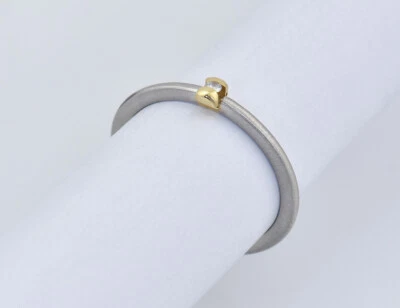 Diamant Solitär Ring 950/000 Platin / 750 Gelbgold Brillant 0,02 ct - Bild 1 von 4