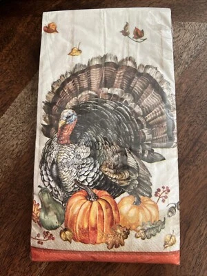 Thanksgiving Napkins Turkey Pumpkin 3 Ply Dinner 16 Paper Napkin Set USA Made - Image 1 of 3