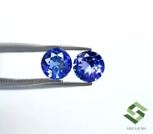 5 mm Natural Tanzanite Round Cut Pair 0.87 CTS Loose Certified Gemstones - Picture 1 of 8