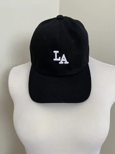 New Women’s LA Hat Standard Size Adjustable Strap 100% Cotton Embroidered Black - Picture 1 of 2