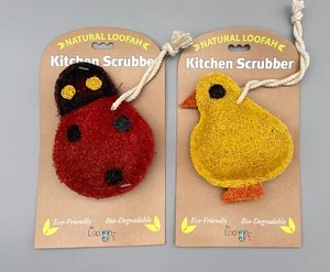 Loofah Tampons Laveur Cuisine Lot de 2 Écologiques Bio-Dégradables Naturels MIGNONS - Photo 1/5