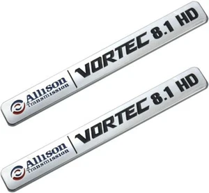 2 Pack Allison Transmission 8.1Hd 8.1L Vortec Emblem Sticke decals(Chrome/Black - Picture 1 of 5