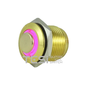 Tesi FILO 16MM LED Momentary Push Button Guitar Kill Switch Gold/Purple - Picture 1 of 4