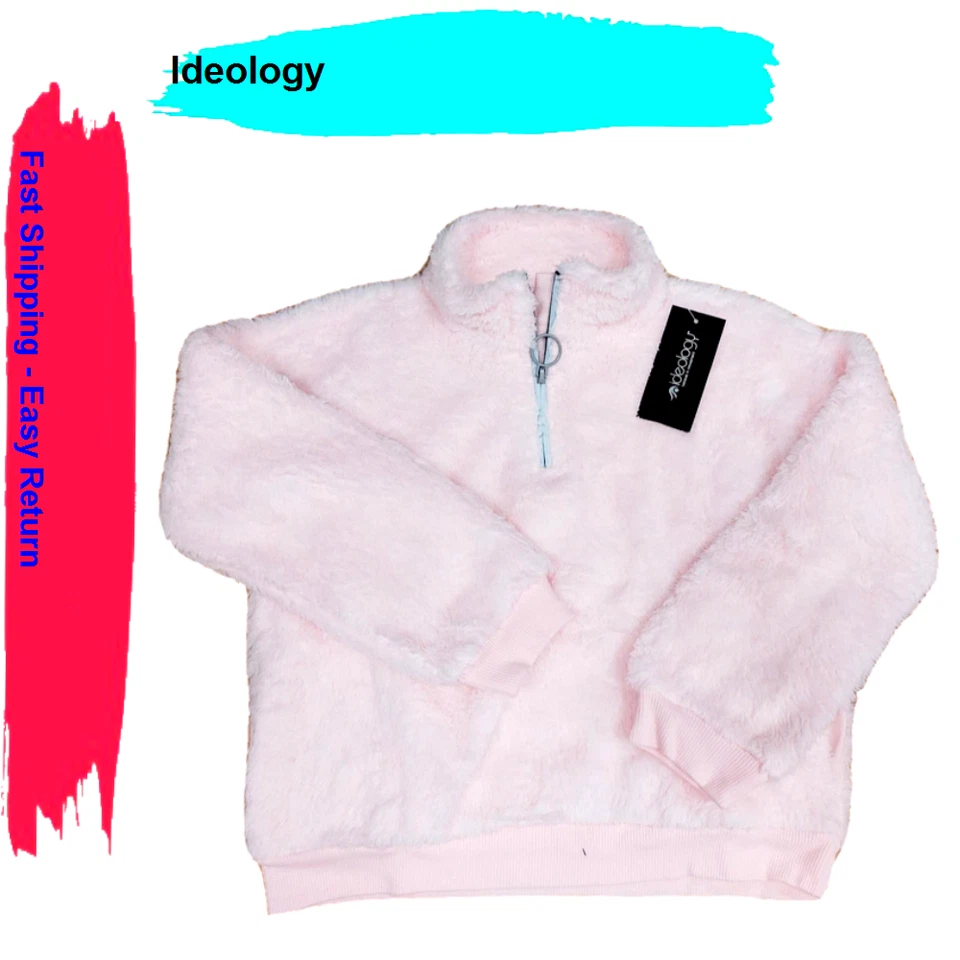 Ideology Little Girls Size 5 Pink Polish Cozy Sherpa Fleece Pullover Top
