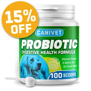 CANIVET Pet Probiotics for Dogs with 5 BILLION CFU 10 Strains-Blend - 100 scoops - Picture 1 of 9