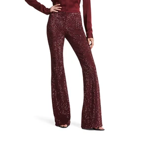 Pantalones acampanados de lentejuelas borgoña colección Michael Kors talla 6 - Imagen 1 de 13