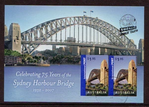 AUSTRALIEN 2007 SYDNEY HARBOUR BRIDGE MINIATURBLATT OPT. SBERATEL, PRAG FU - Bild 1 von 1