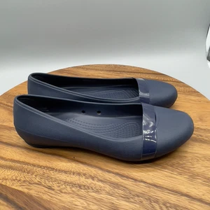 Crocs Brynn Ballet Flats Womens Size 9 Blue Casual Comfort Shoes Toe Band - Picture 1 of 9