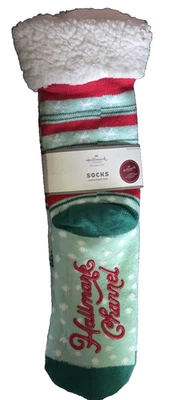 Hallmark Channel Fuzzy Slipper Socks Christmas "It's the Coziest Time of Year" - Image 1 of 4