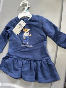 Neu mit Etikett neu Ralph Lauren Baby Mädchen blau Polo Bear Fleece Kleid & Bloomer 6M $ 69 - Bild 1 von 2