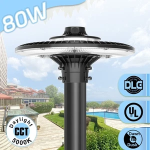 80W LED Circular Post Top Light Dusk to Dawn Outdoor Large Area Pole Fixture DLC - Picture 1 of 12