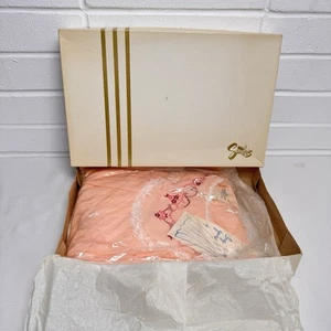 Vintage PEACH Embroidered Collar Granny Core Cotton Long Gown Large NEW STOCK - Picture 1 of 10