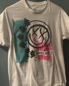 Blink 182 Shirt Large weiß grün rosa Smiley Gesicht Vintage Punk Rock Musik - Bild 1 von 11