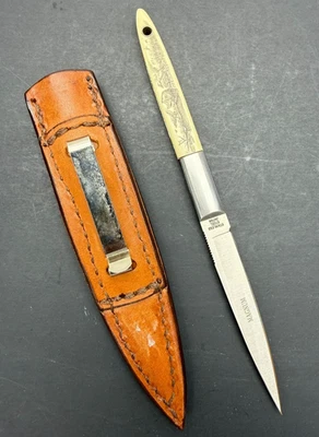 Cuchillos Magnum Bota Daga Scrimshaw Perro Caza (Hiroshi) Cuchillo Hecho en Japón Foto 1 de 4