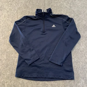 Adidas 1/4 Zip Pullover Mens L Blue Sleeve Pocket Running Soccer Sports - Picture 1 of 13
