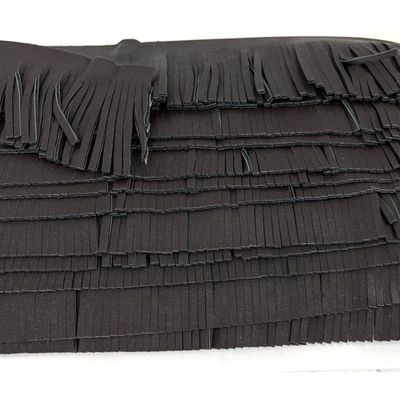 Borde de flecos de cuero sintético marrón chocolate 2,5 pulgadas de ancho 12 yardas Foto 1 de 4