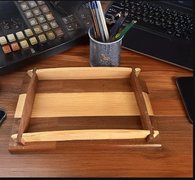 Catch-all Tray, Dresser Tray,  Front Door Tray. Made From Oak and Mahogany - Image 1 of 4