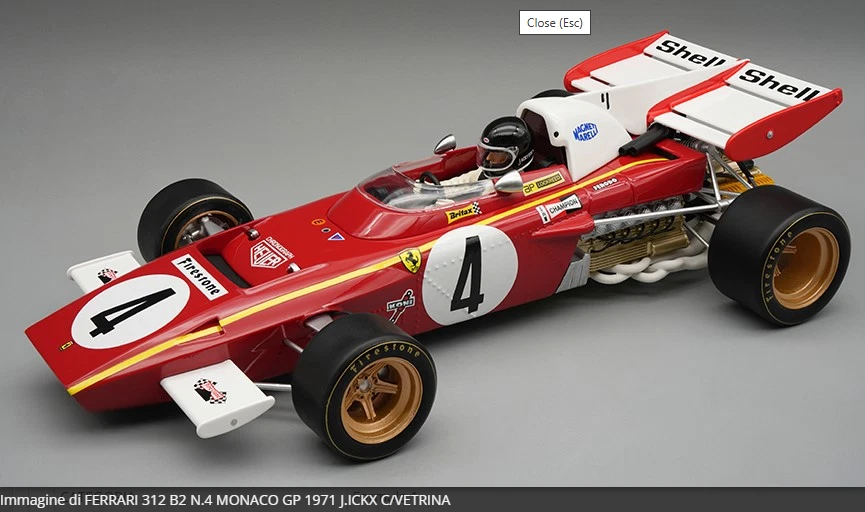 TECNOMODEL TMD18315B FERRARI 312 B2 N.4 MONACO GP 1971 J.ICKX C/VETRINA - Immagine 1 di 1