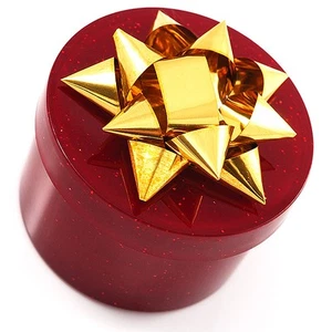 Portagioie anello fiocco bordeaux glitter - Foto 1 di 3